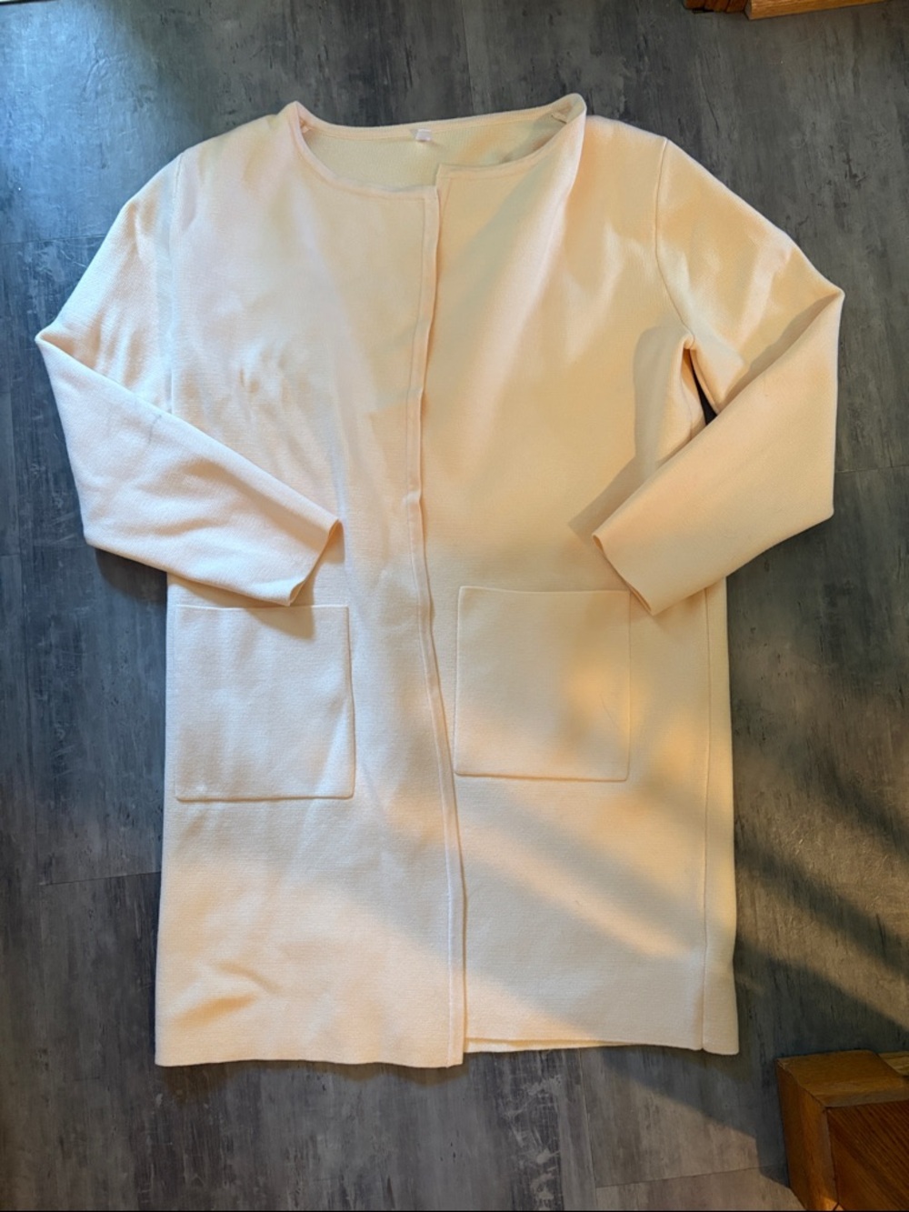 Light Peach Open Front Long Cardigan